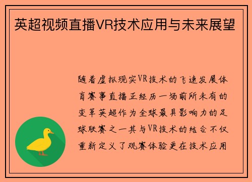 英超视频直播VR技术应用与未来展望